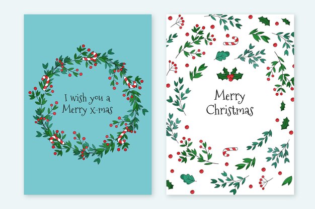 Hand drawn christmas cards template