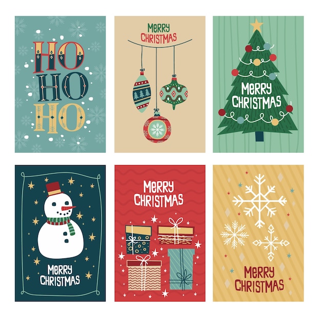 Free vector hand drawn christmas cards template