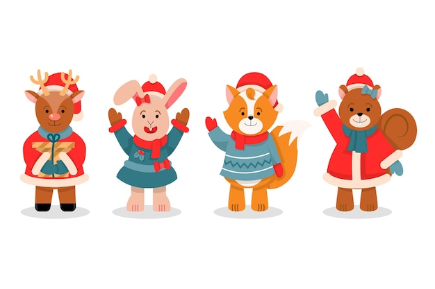 Free vector hand drawn christmas character collection