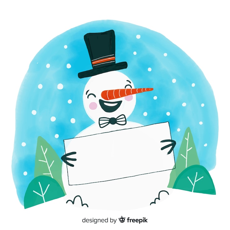 Free Vector hand drawn christmas character holding white empty card