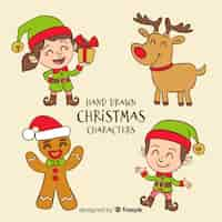 Free vector hand drawn christmas characters collection