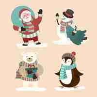 Free vector hand drawn christmas characters collection