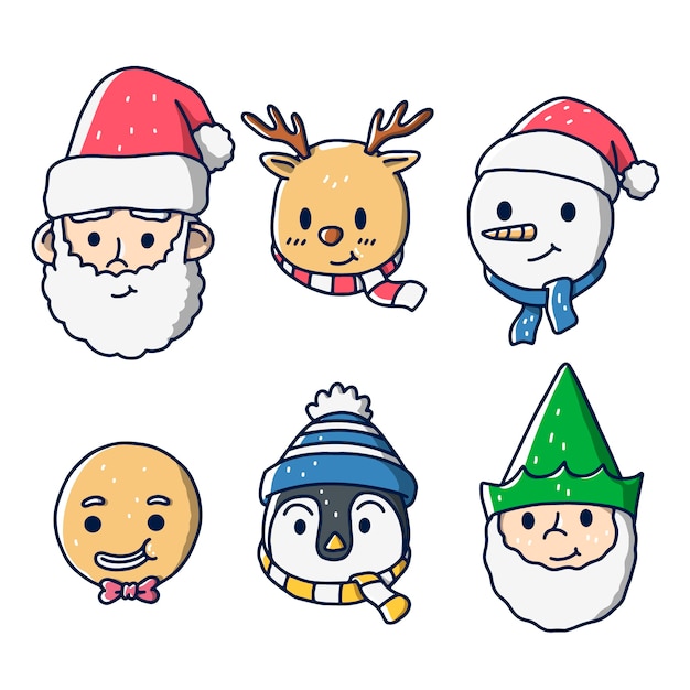 Free vector hand drawn christmas characters collection