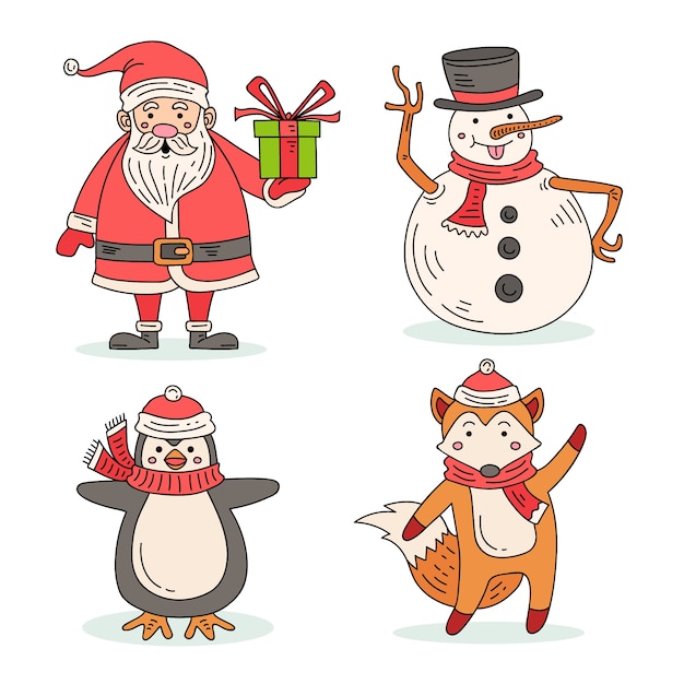 Коллекция рисованной рождественские персонажи