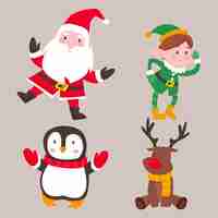 Free vector hand drawn christmas characters collection