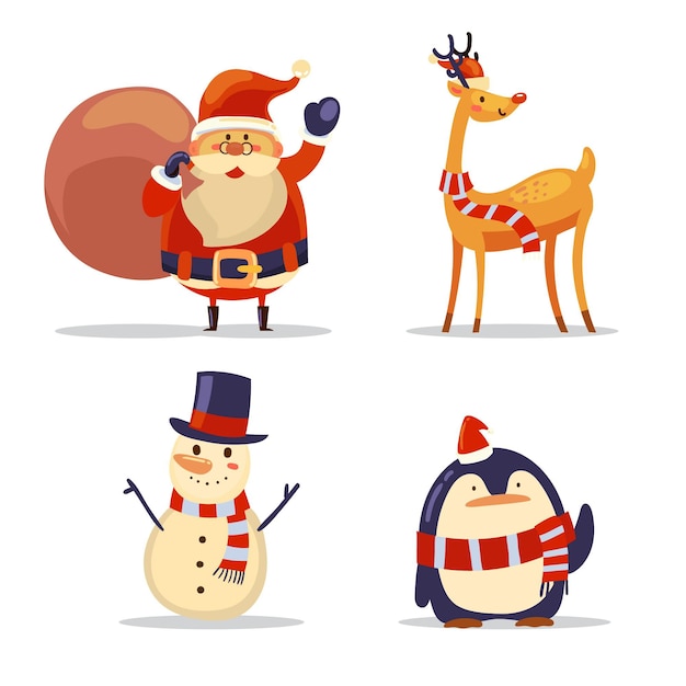 Free vector hand drawn christmas characters collection