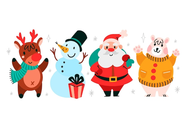 Free vector hand drawn christmas characters collection