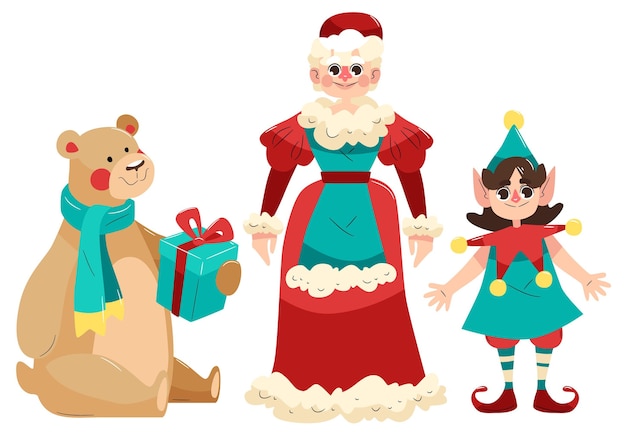 Free vector hand drawn christmas characters collection