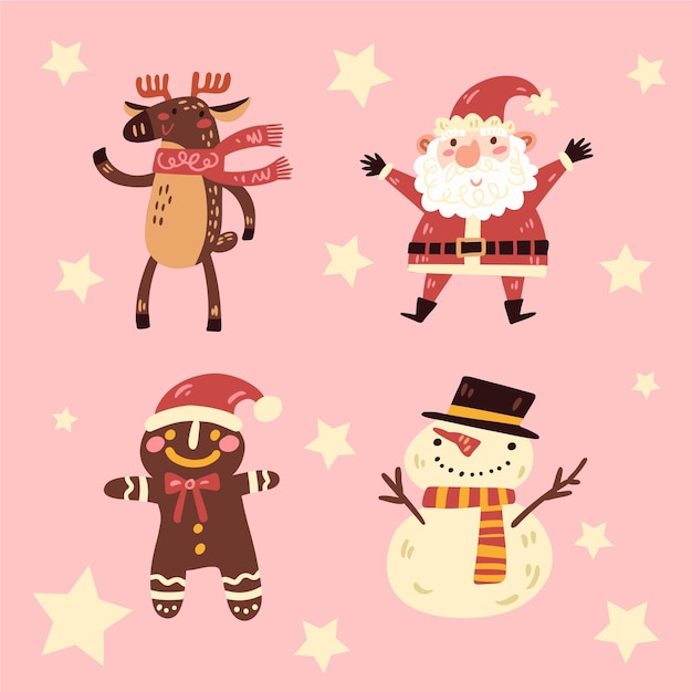 手描きのクリスマスキャラクターコレクション