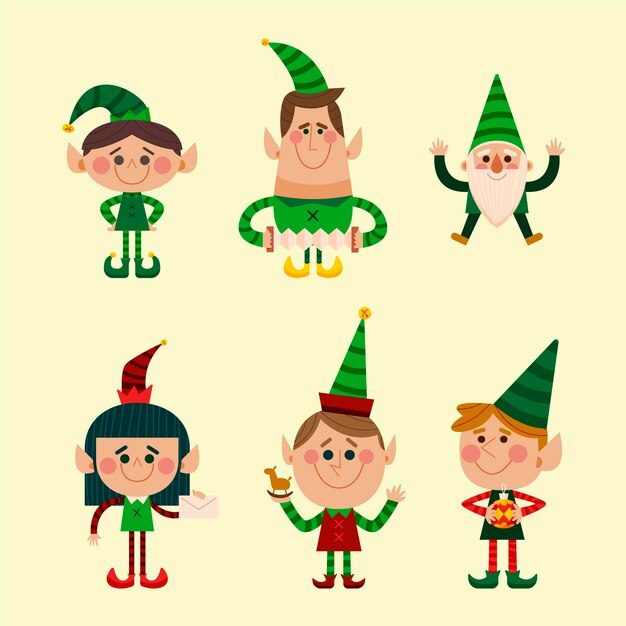 Hand drawn christmas characters collection