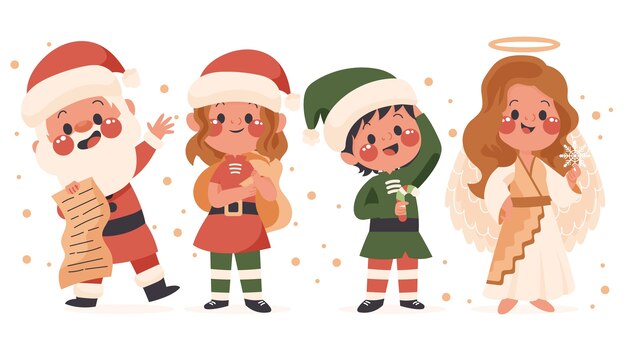 Hand drawn christmas characters collection