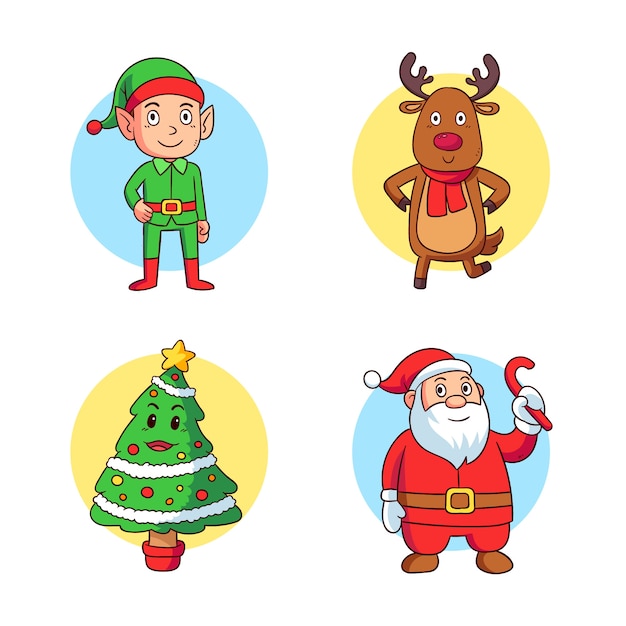 Free vector hand drawn christmas characters set