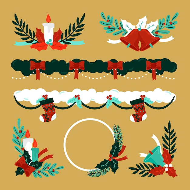 Free vector hand drawn christmas decoration collection