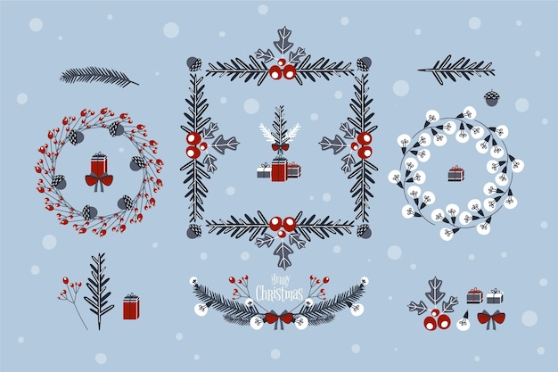 Free vector hand drawn christmas decoration collection