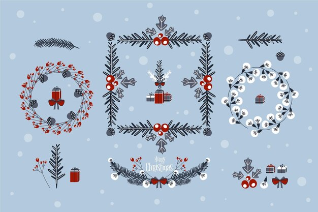 Hand drawn christmas decoration collection