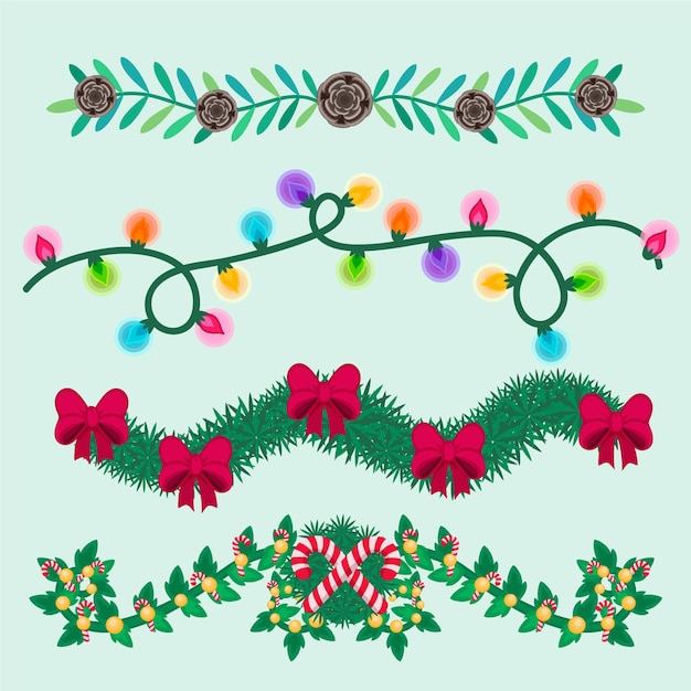Бесплатное векторное изображение Коллекция рисованной рождественских украшений