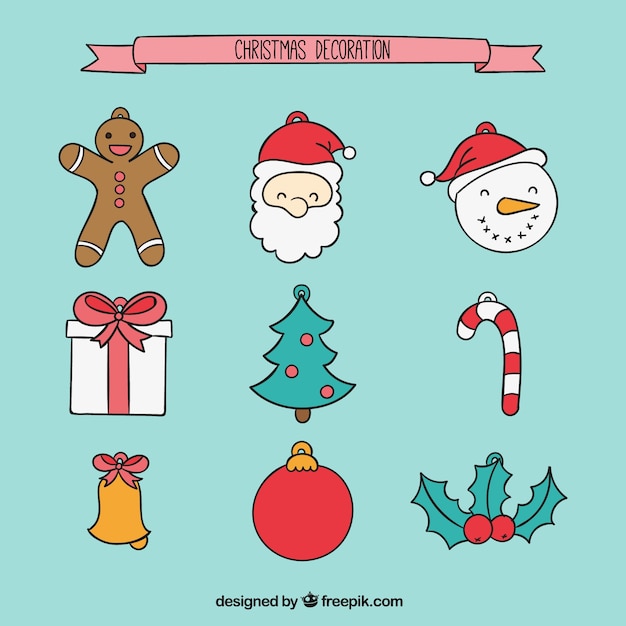 手描きクリスマスの装飾の要素