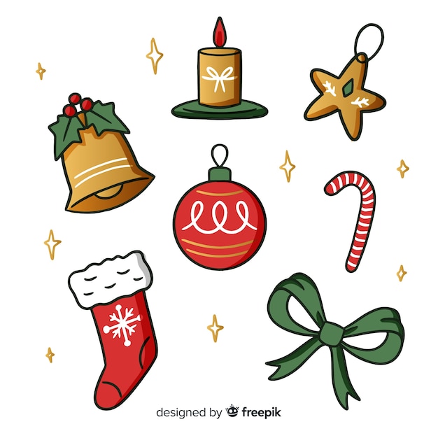 Free vector hand drawn christmas decoration pack