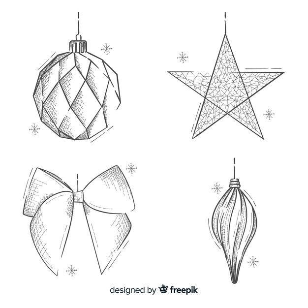 Hand drawn christmas decoration pack