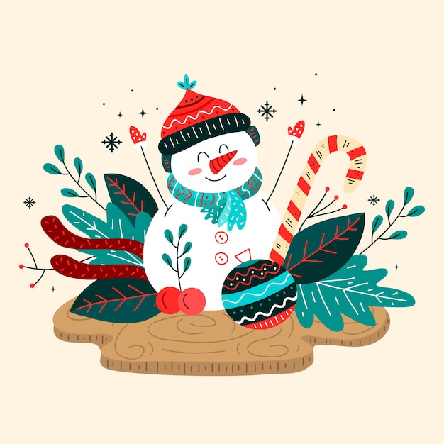Бесплатное векторное изображение Ручной обращается пакет рождественские украшения