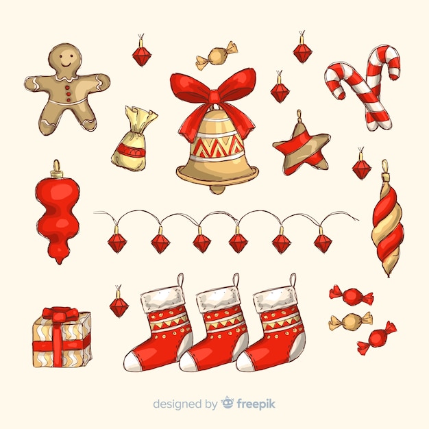 Free vector hand drawn christmas decoration