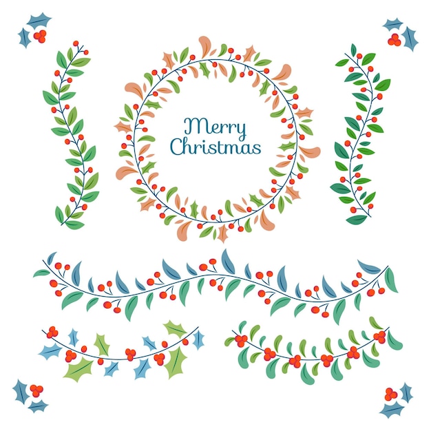 Hand drawn christmas decorations pack