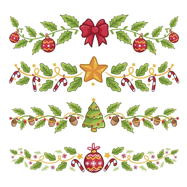 無料ベクター 手描きのクリスマスの装飾