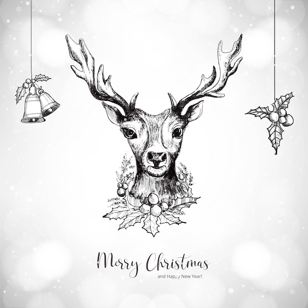 Free vector hand drawn christmas deer sketch design