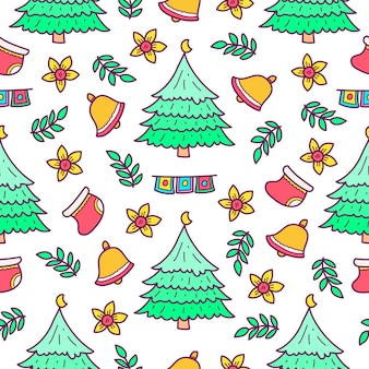 손으로 그린 크리스마스 낙서 만화 패턴 디자인