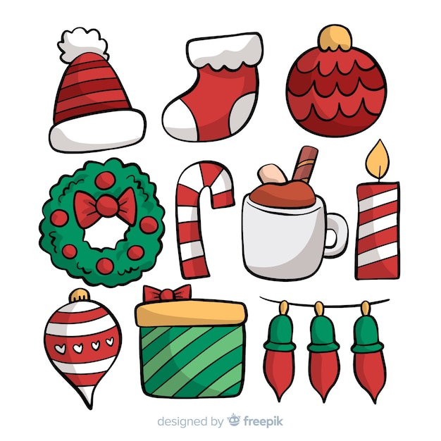 Free vector hand drawn christmas element collection