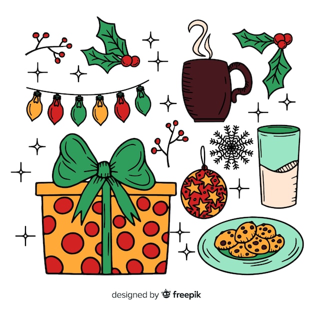 Free vector hand drawn christmas element collection