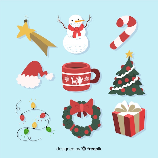 Free vector hand drawn christmas element collection