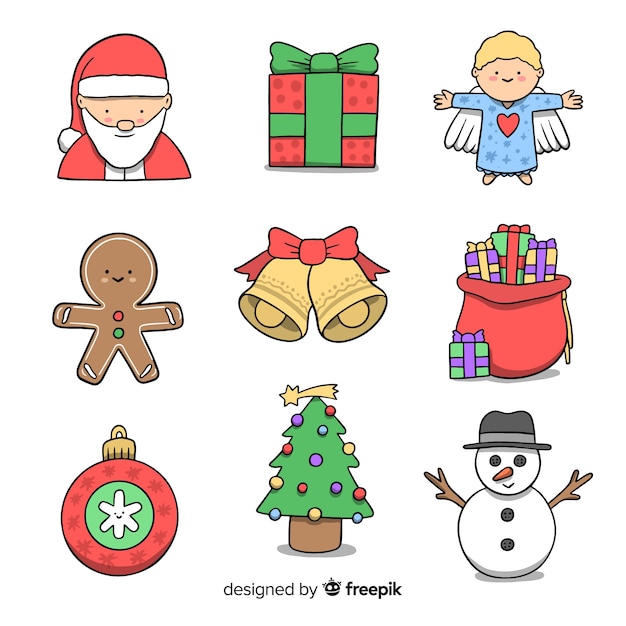 Free vector hand drawn christmas element collection