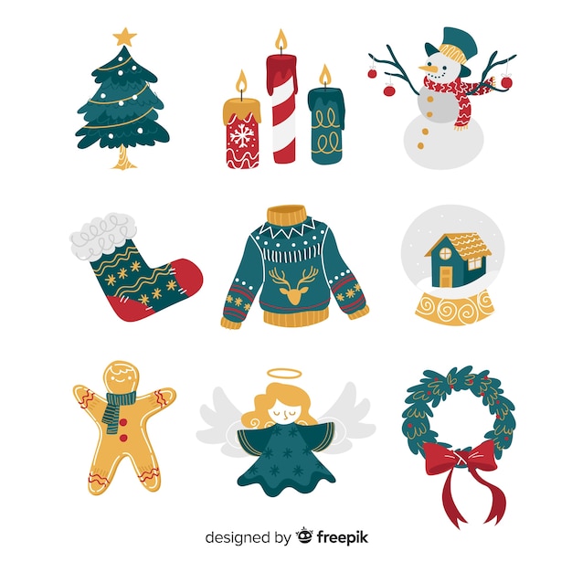 Free vector hand drawn christmas element collection