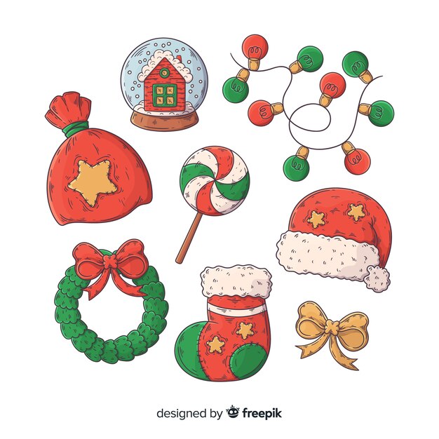 Hand drawn christmas element collection