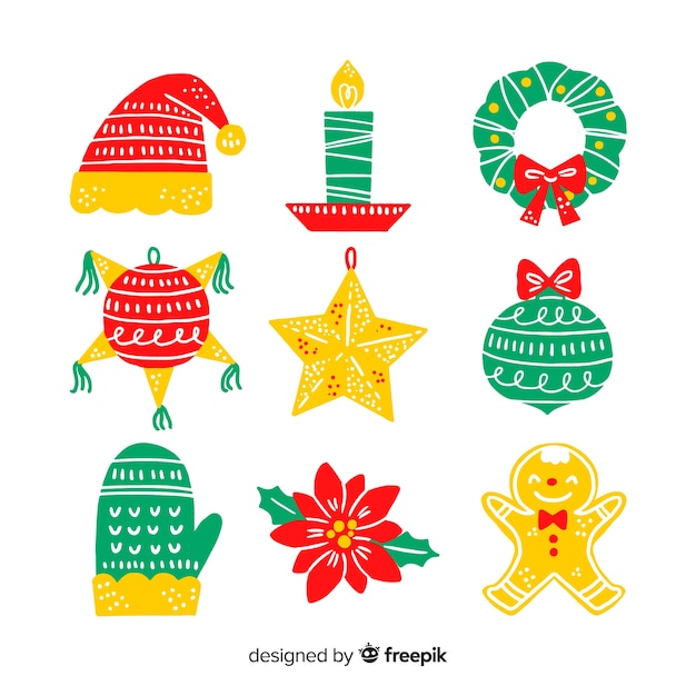 Free vector hand drawn christmas element collection