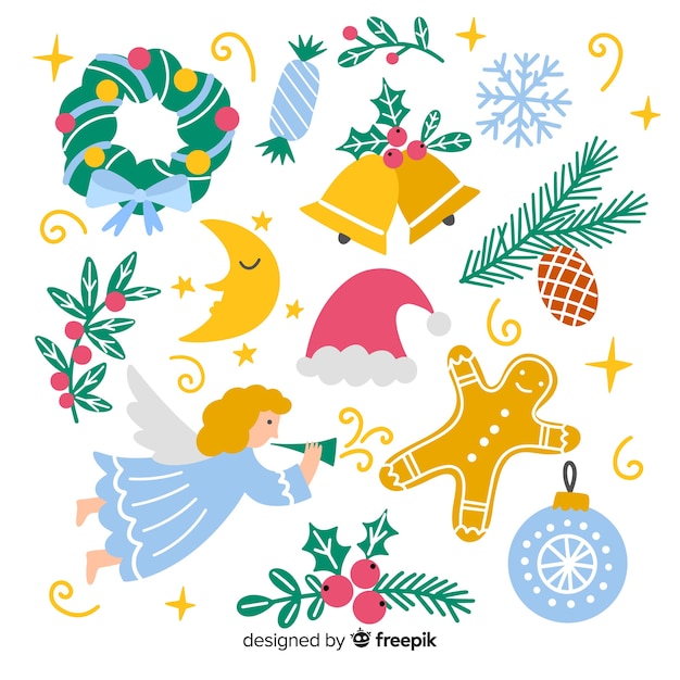 Free vector hand drawn christmas element collection