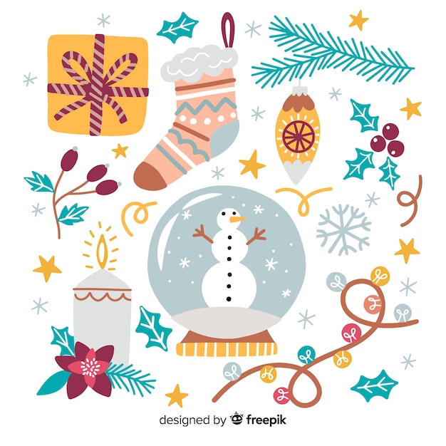 Free vector hand drawn christmas element collection