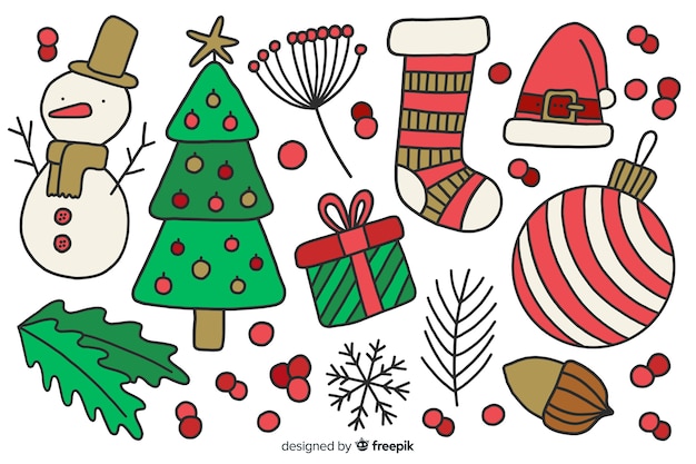 Free vector hand drawn christmas element collection