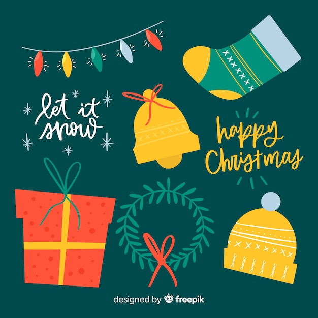 Free vector hand drawn christmas element collection