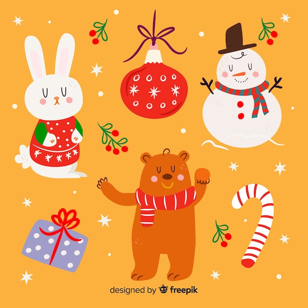 Free vector hand drawn christmas element collection