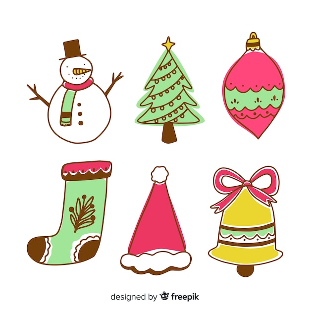 Free vector hand drawn christmas element collection