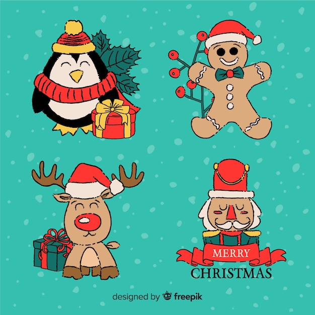 Free vector hand drawn christmas element collection