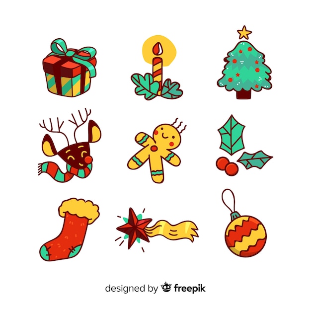 手描きクリスマス要素コレクション