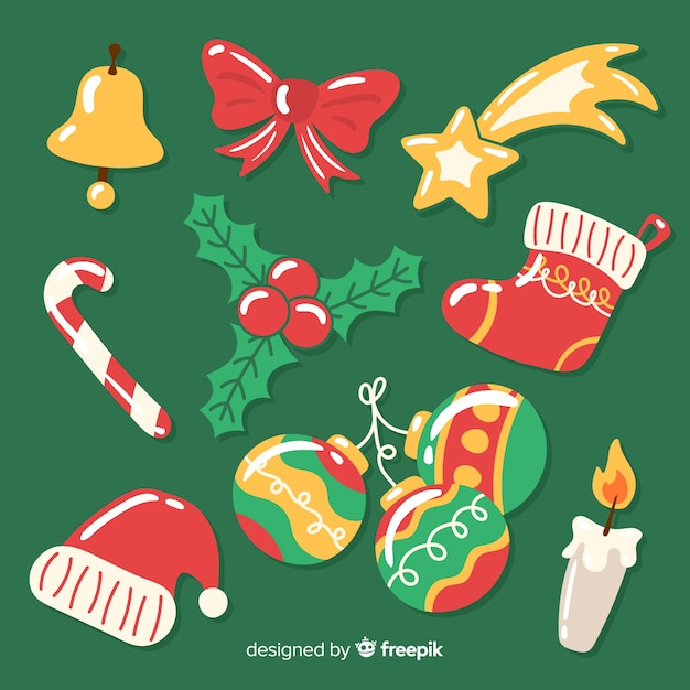 Free vector hand drawn christmas element collection