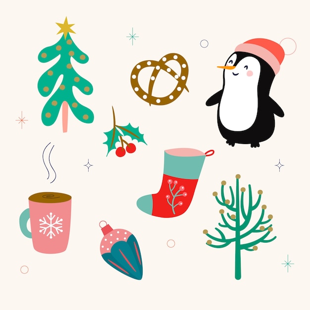 Free vector hand drawn christmas element collection