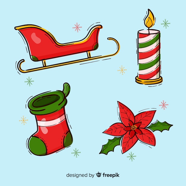 Free vector hand drawn christmas element collection