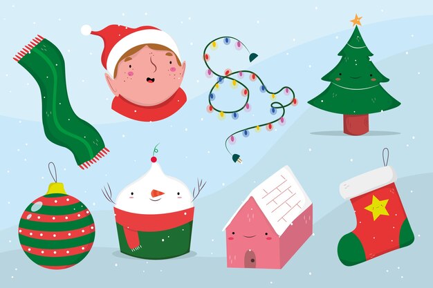 Free vector hand drawn christmas element collection