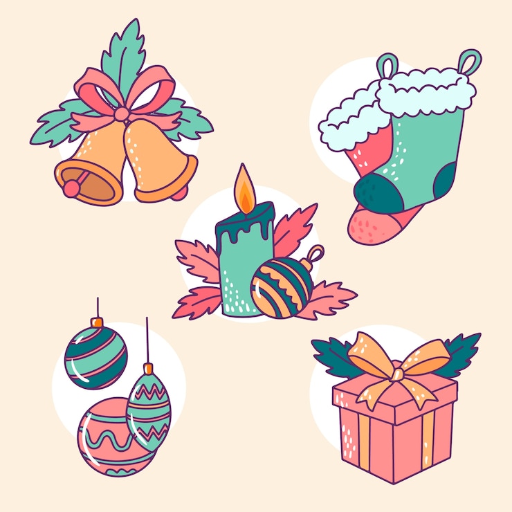 Free Vector hand drawn christmas element collection