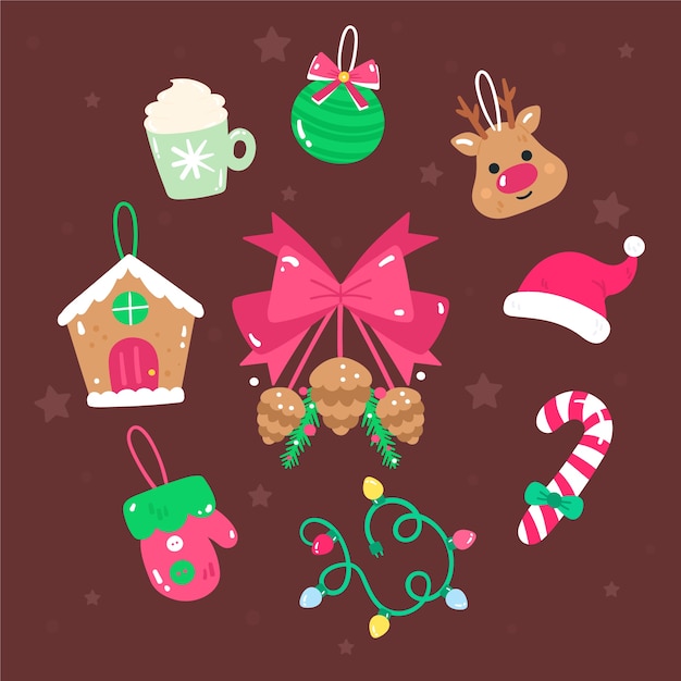 Free vector hand drawn christmas element collection